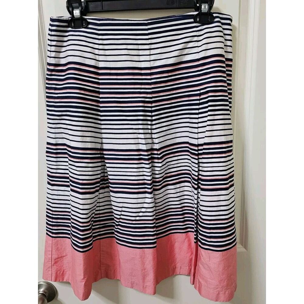 Charter Club A-Line Flare Skirt Women's Size 8 Multicolor Striped 100% Cotton
